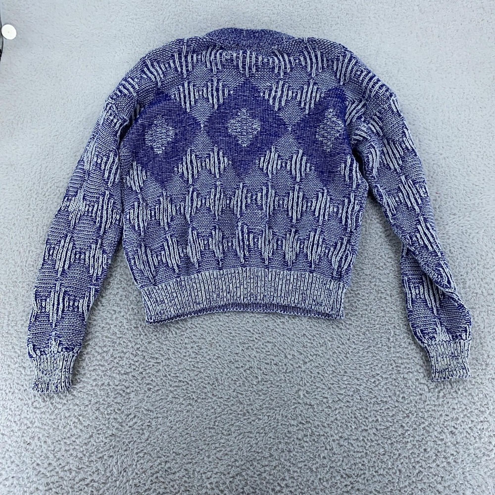 Ron Chereskin‎ Sweater Meens Small Blue White Geometric Textured Pullover Knit - Picture 3 of 7